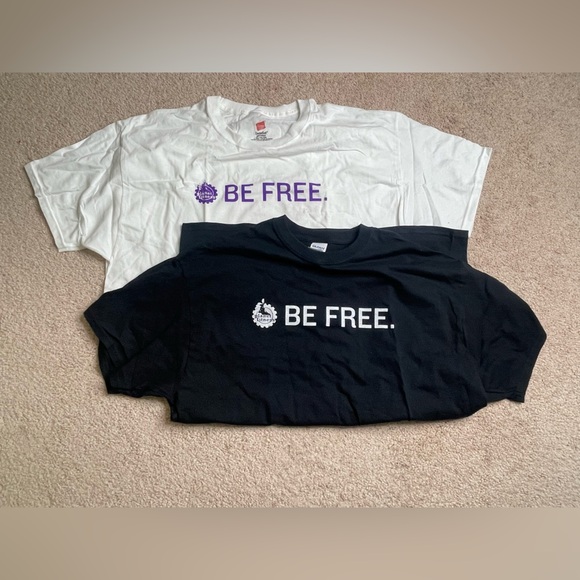 Black and White Short Sleeve Tees with Text Design - Picture 1 of 1